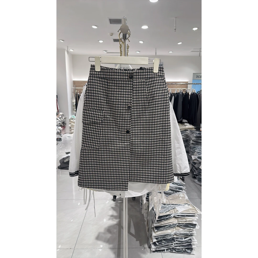 6966#百搭格子短裙耐磨半身裙韩版气质休闲千鸟格棋盘格裙子