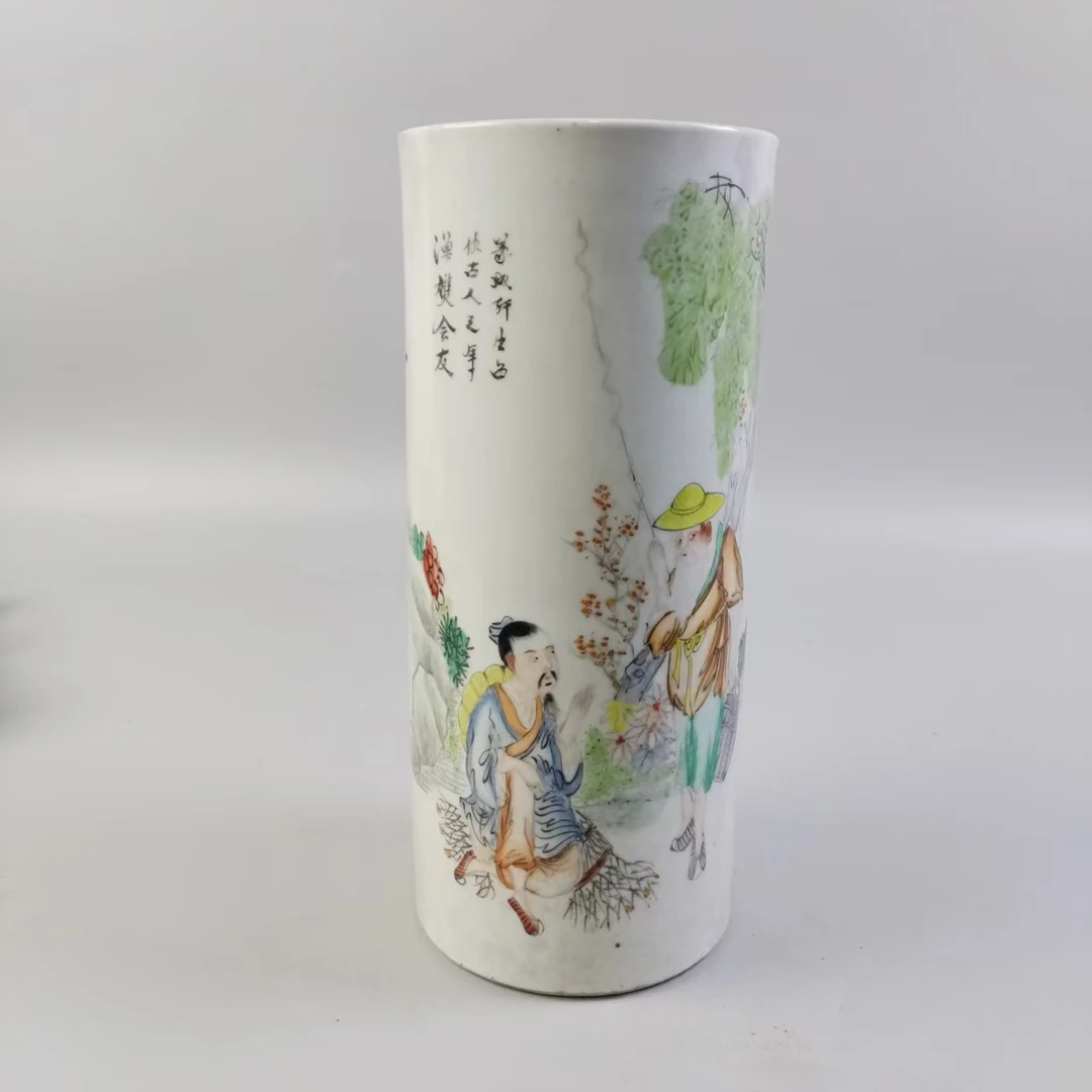 413 民国 粉彩人物香筒-517