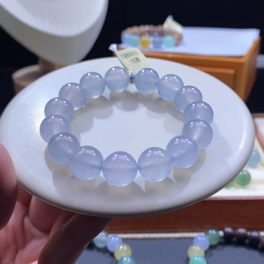 未镶嵌手串翡翠高冰梦幻蓝紫手串卡12+