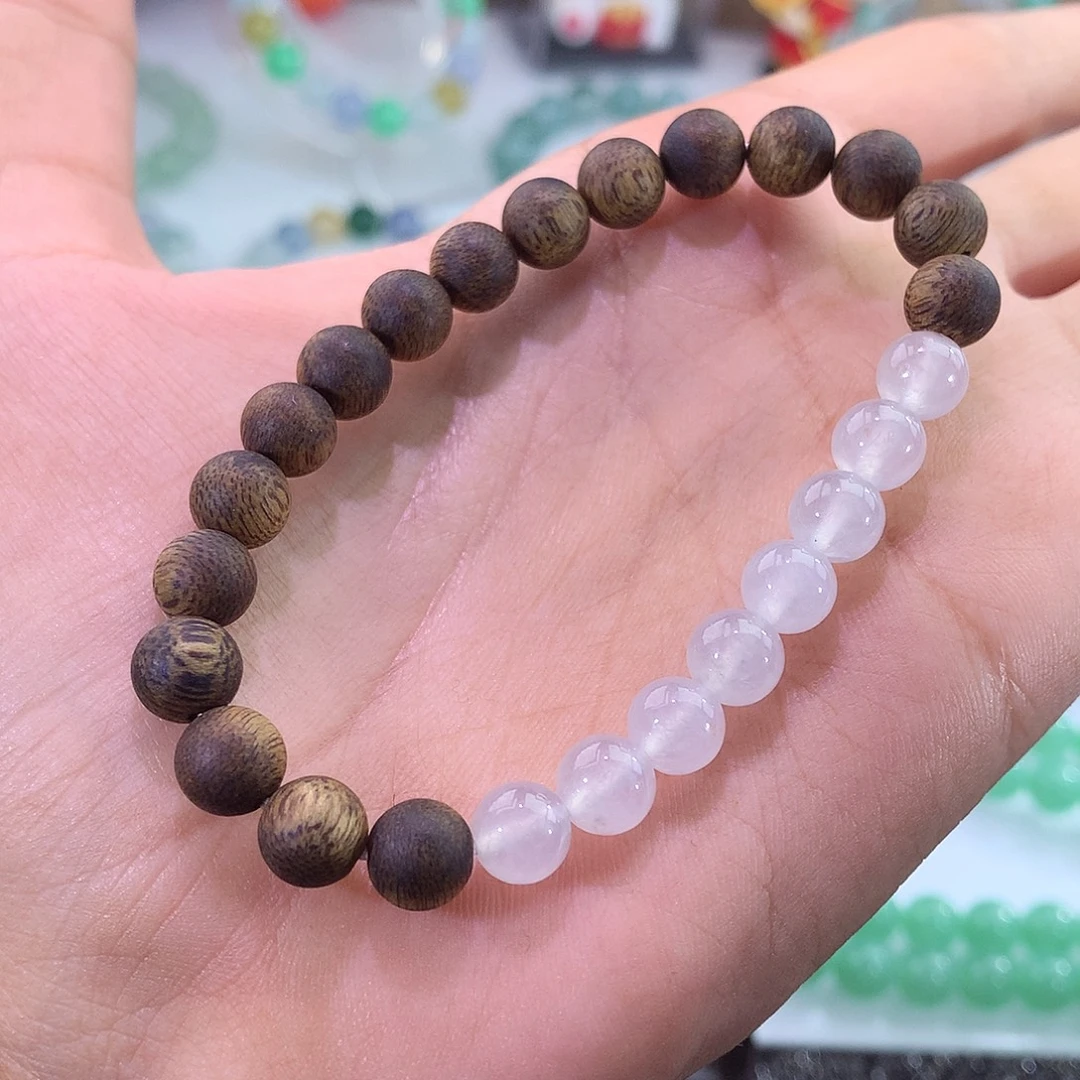 未镶嵌手链翡翠冰种白冰圆珠