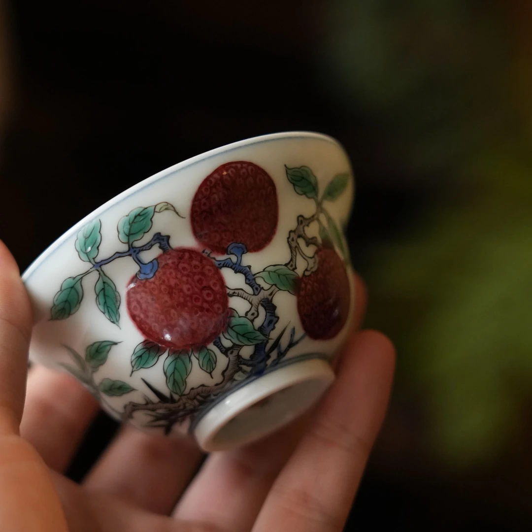 【雲梦茶器】古阅和风-釉里红荔枝杯