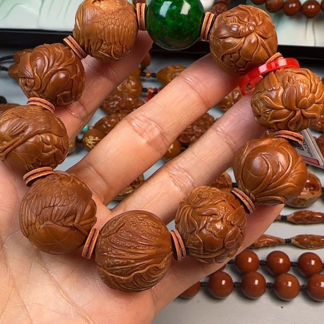 橄榄核手串/手链2.2尺寸油核八鹭来财