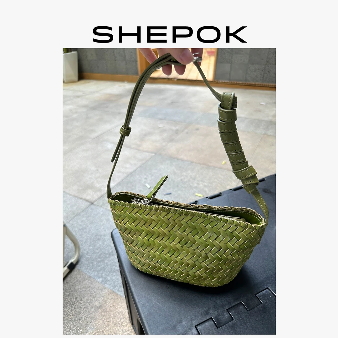 西泊克手工编织真皮小船包植鞣头层牛皮手提包单肩斜挎包夏季