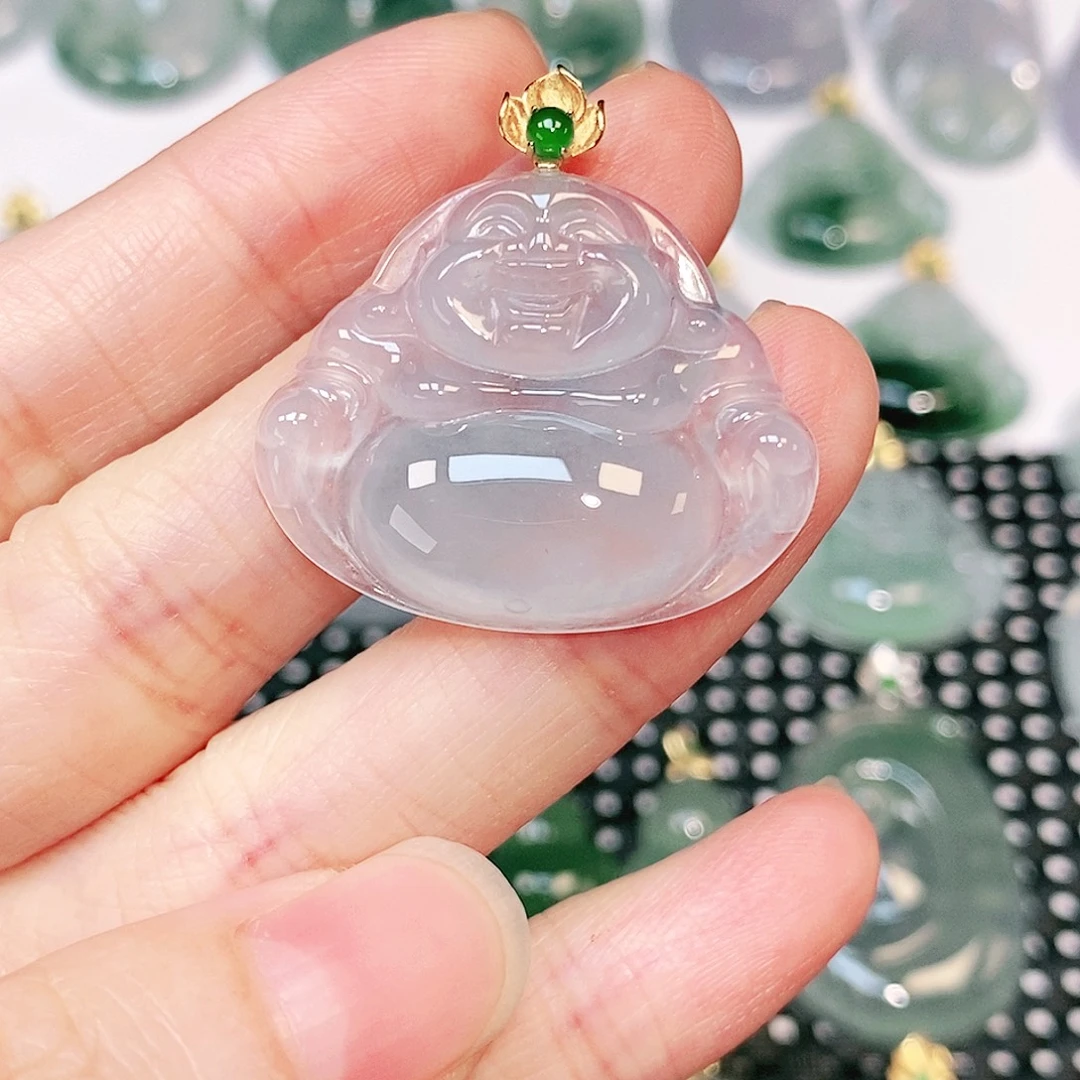 吊坠(不含链)18K金镶嵌翡翠