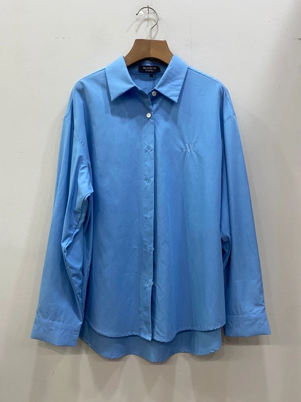 麦寻春季新款CSLBS19B帆船蓝色长袖衬衣莱赛尔棉舒适休闲百搭款