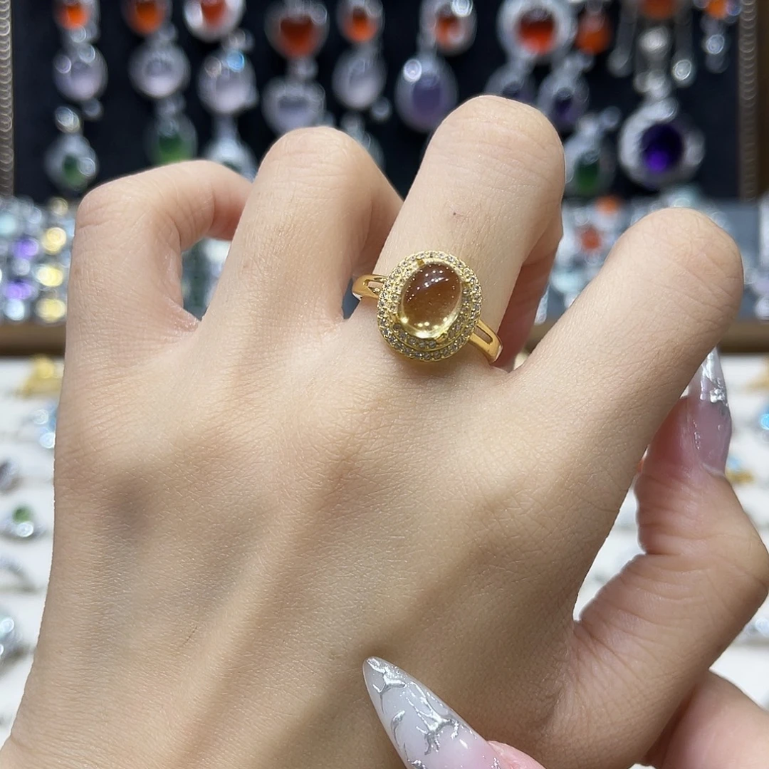 银S925镶嵌岫玉戒指