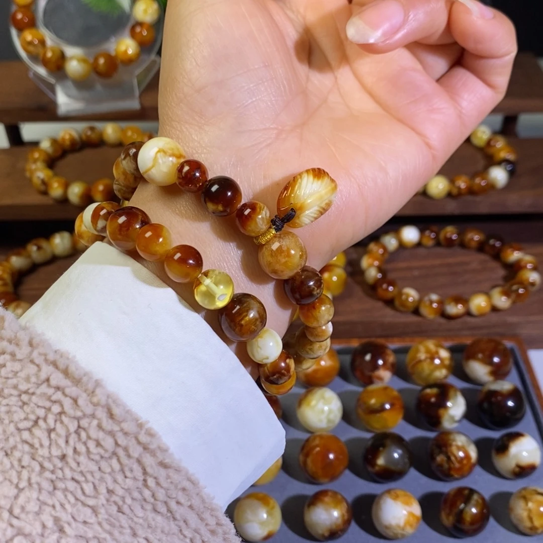 蜜蜡未镶嵌裸石天然沁色蜜蜡双圈