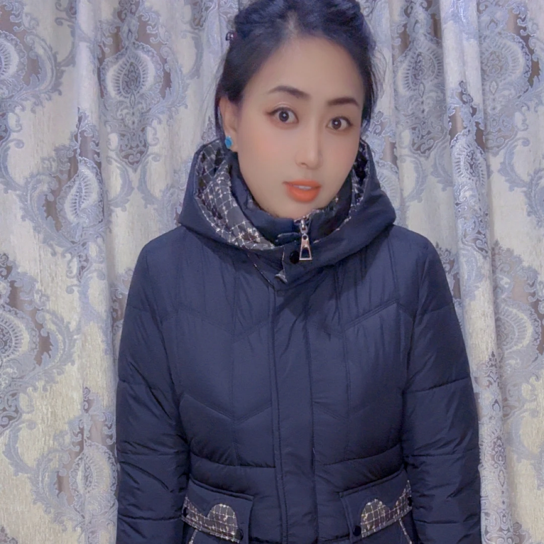 双面穿收腰长款连帽棉服外套帽子可拆时尚女款