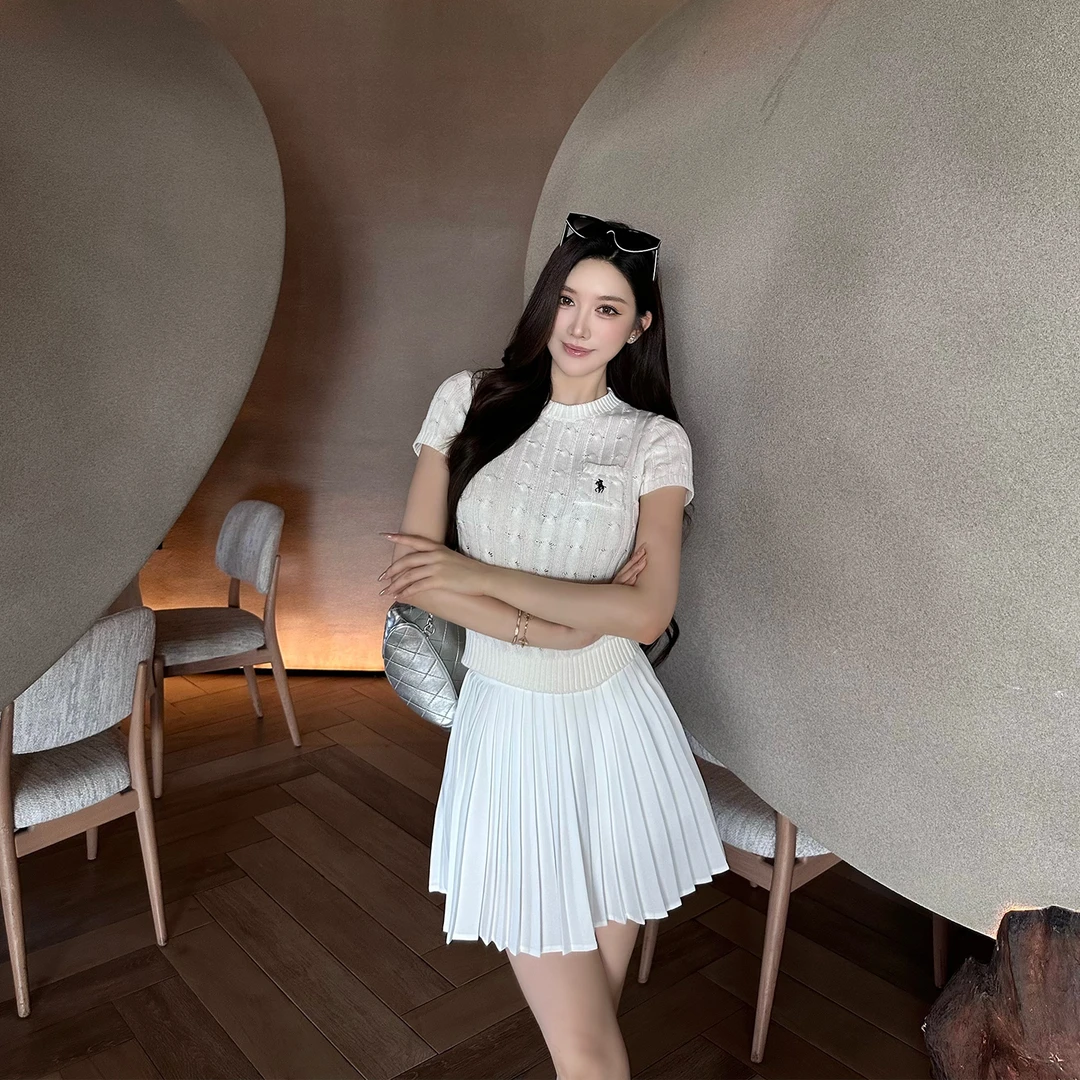 SX善喜白色百褶短裙女减龄学院风半裙防走光高腰半身裙韩式A字裙