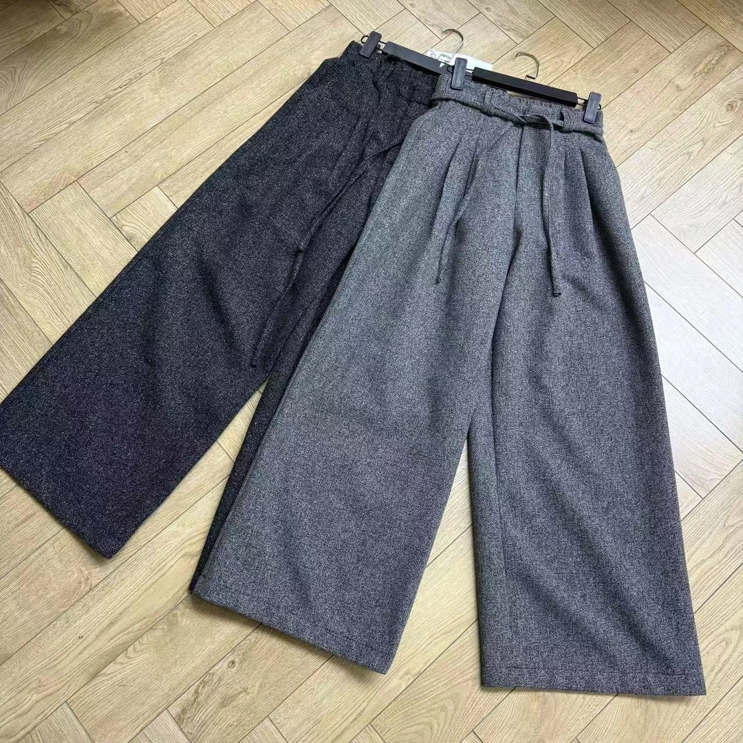 7208两色腰绳阔腿裤