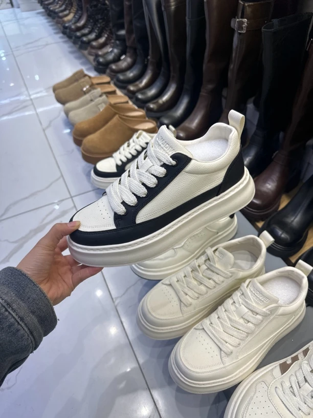 男 鞋 欧洲站真皮男款 厚底鞋子男 休闲时尚板鞋2024新款潮鞋