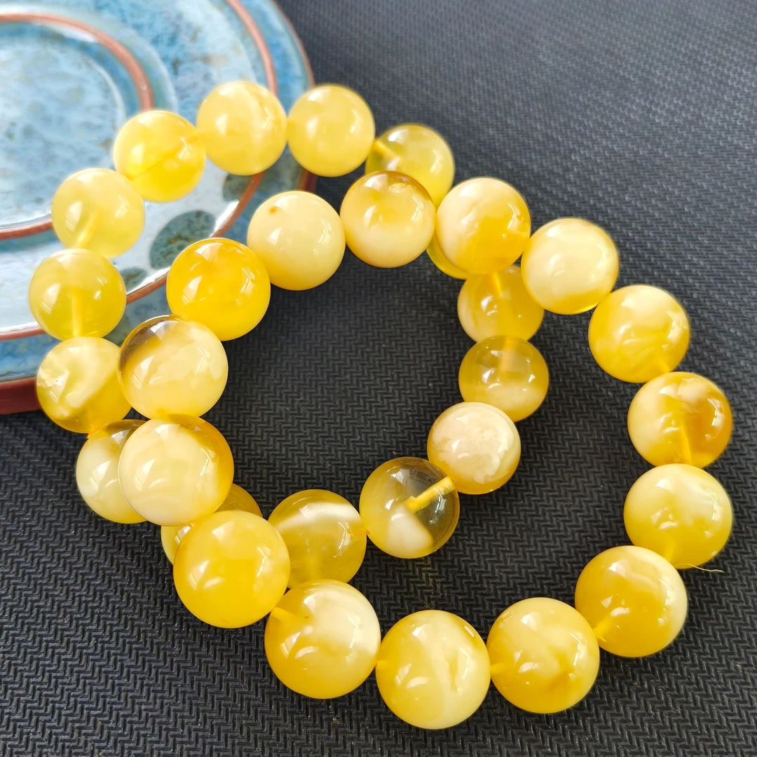 【小宝珠宝】14 T1860-蜜蜡单圈手串-多样性发一件-14mm