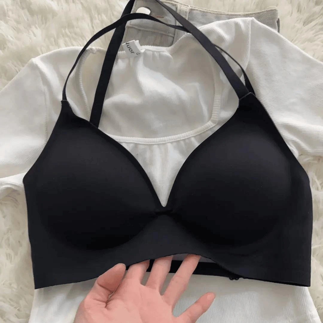 大露背!!特厚8cm大U型外扩型胸内衣女聚拢小胸显大交叉美背背心罩