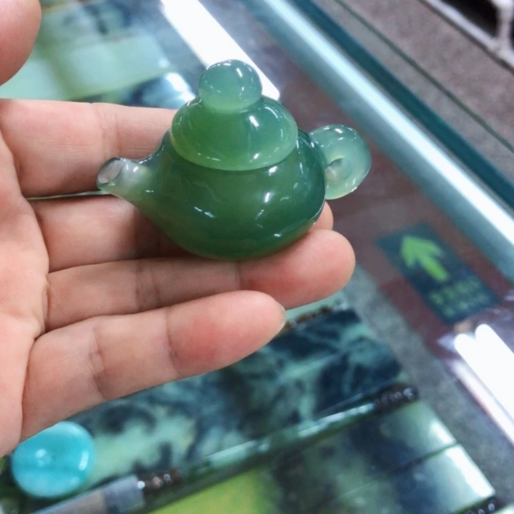 蓝***鳄蛇纹石玉未镶嵌岫玉把把壶