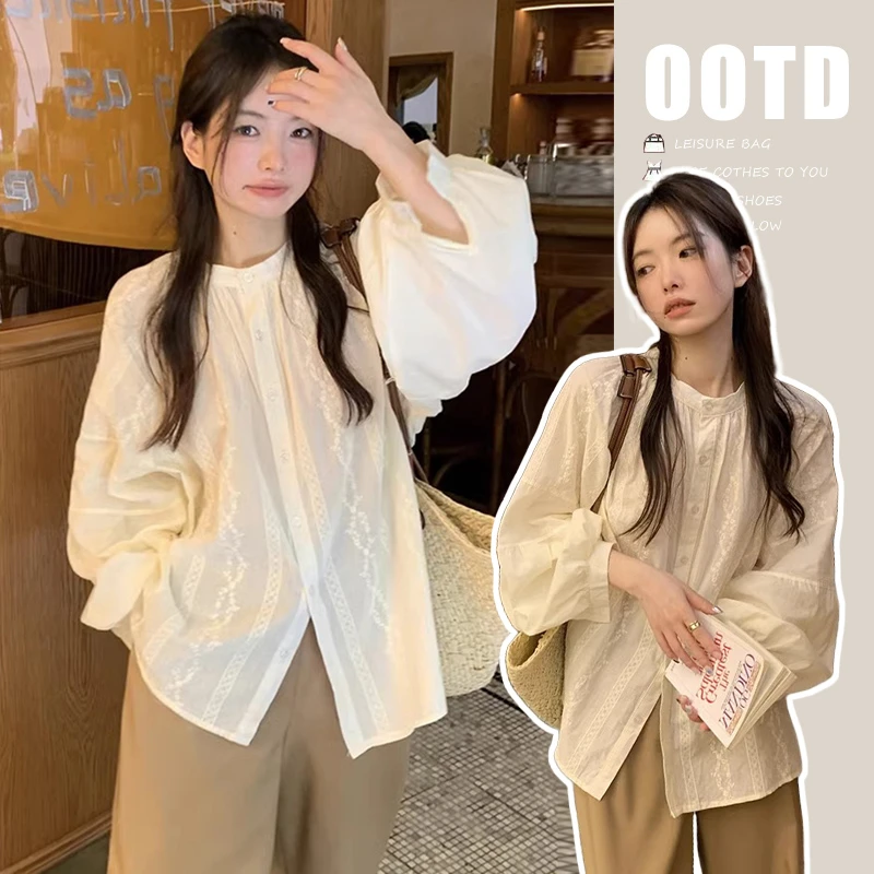 2025春季新款孕妇装韩版时尚宽松衬衫怀孕期潮妈气质百搭刺绣上衣