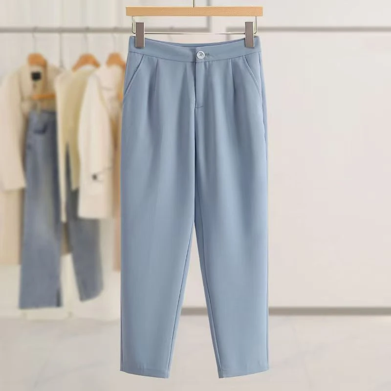 0098休闲裤长裤春夏女裤小脚高腰宽松哈伦裤九分裤直筒女装
