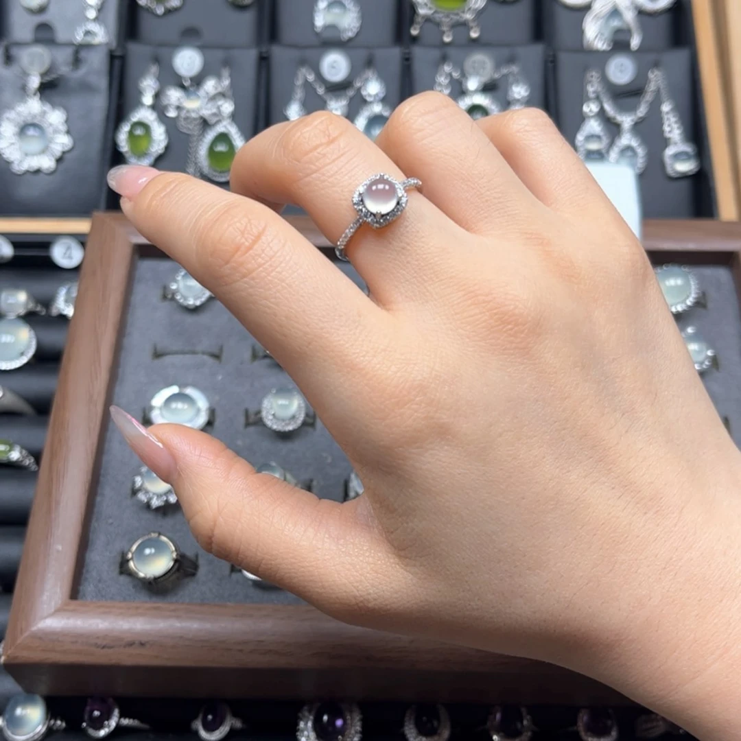 【闪购商品】岫玉银S925镶嵌戒指小*蓉