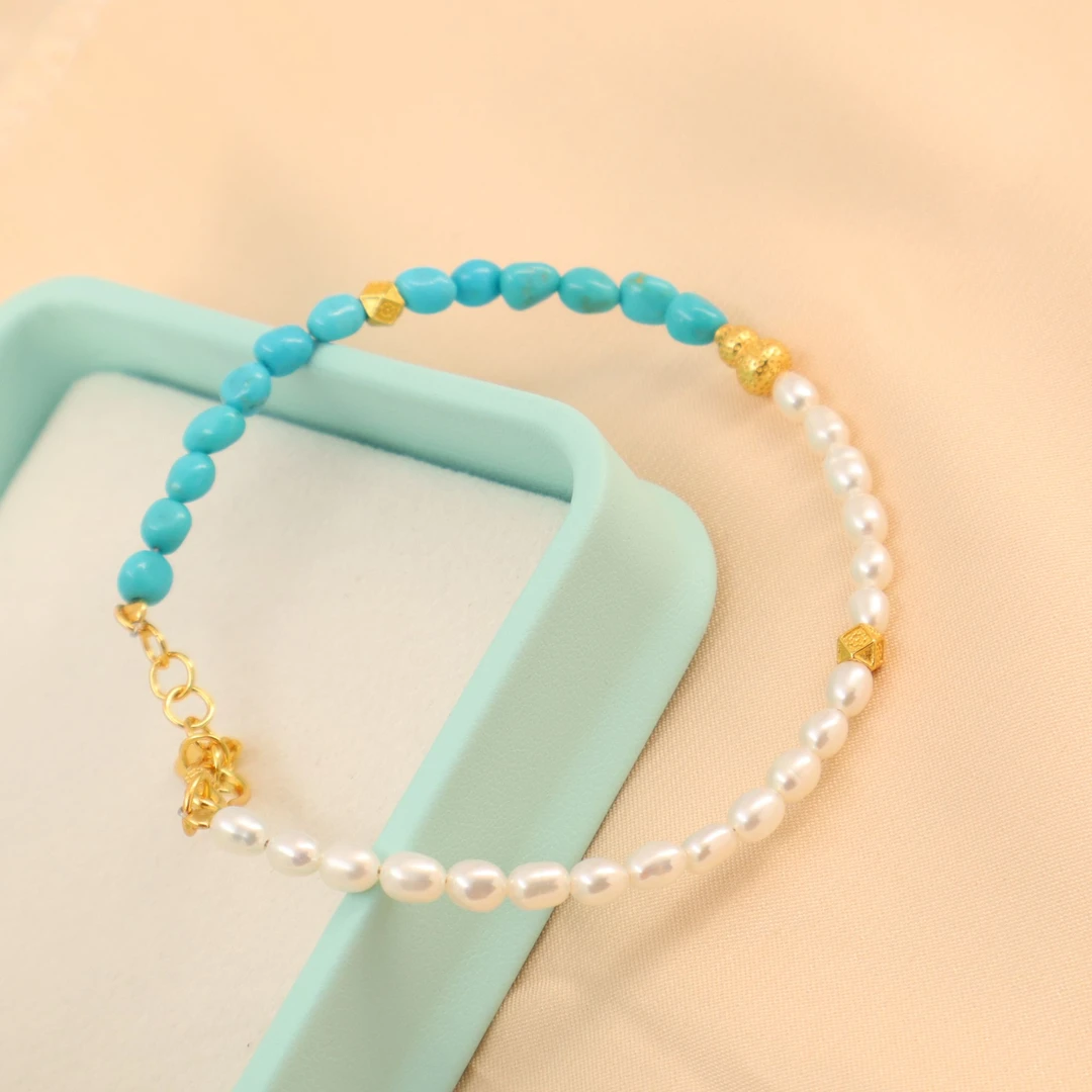 [星望珠宝]美松不定形+珍珠+银手链3mmMSUS15