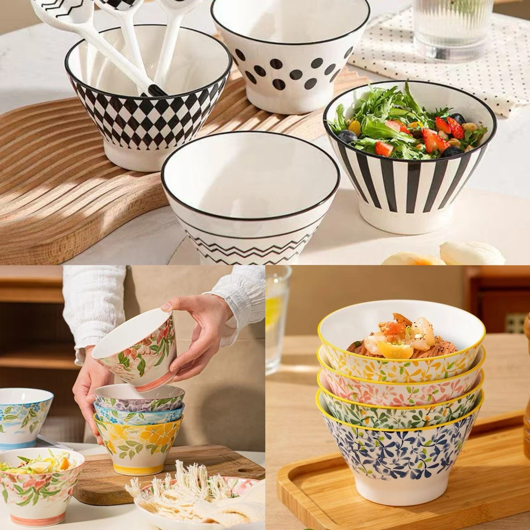 【宠粉福利】8支装！釉下彩福利5英寸斗笠碗，颜色随机 售后联系客服