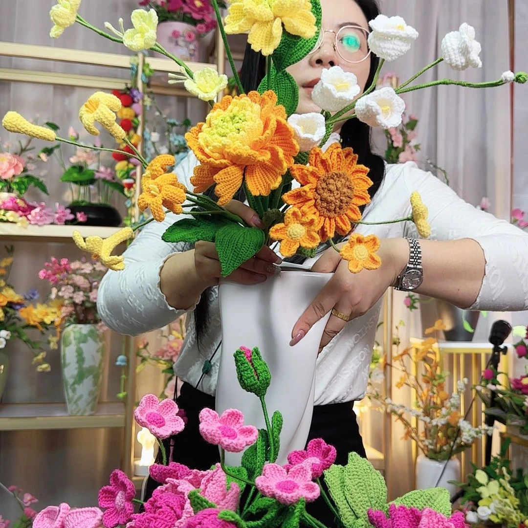 纯手工钩织手工钩织设计花束