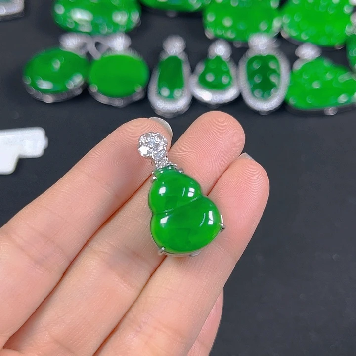 翡翠银S925镶嵌吊坠(不含链)