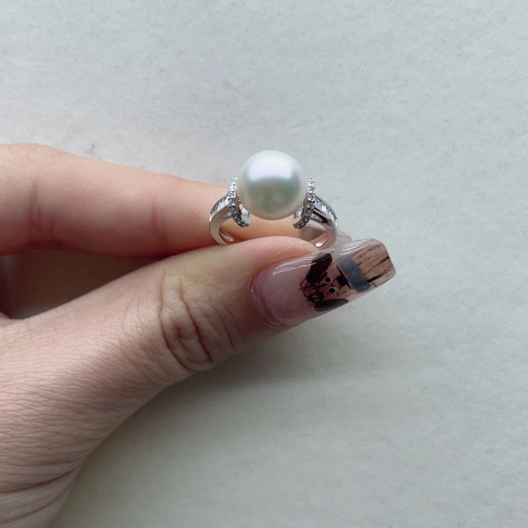 海水珍珠戒指银S925镶嵌A53