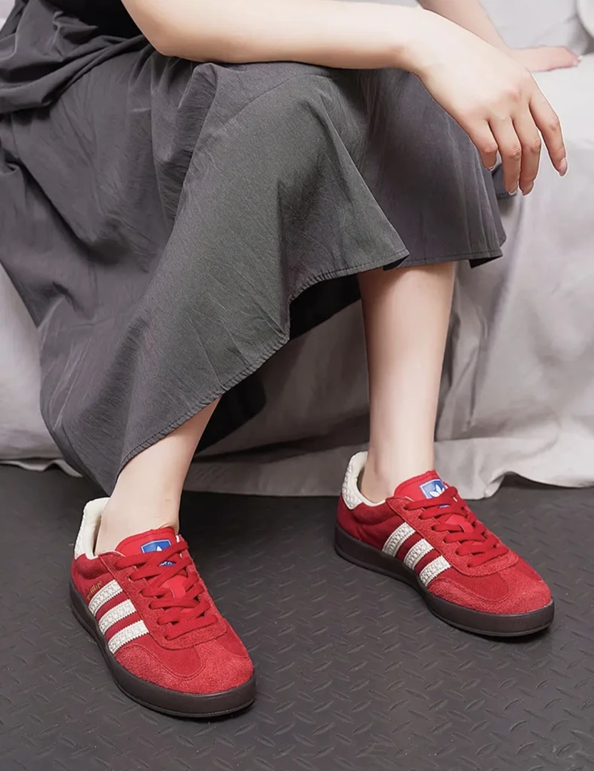 莆田牛皮真皮三条杠Gazelle德训鞋中国黄色男鞋美式复古板鞋女鞋