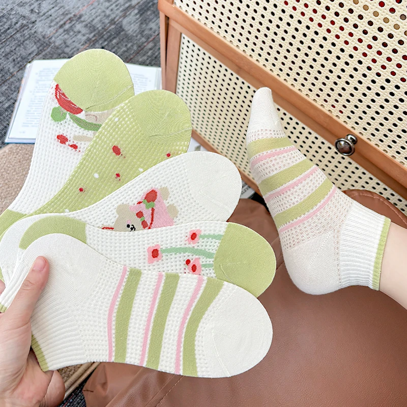 春夏薄款女士网眼袜无骨防滑浅口短筒女袜隐形透气防臭学生袜运动