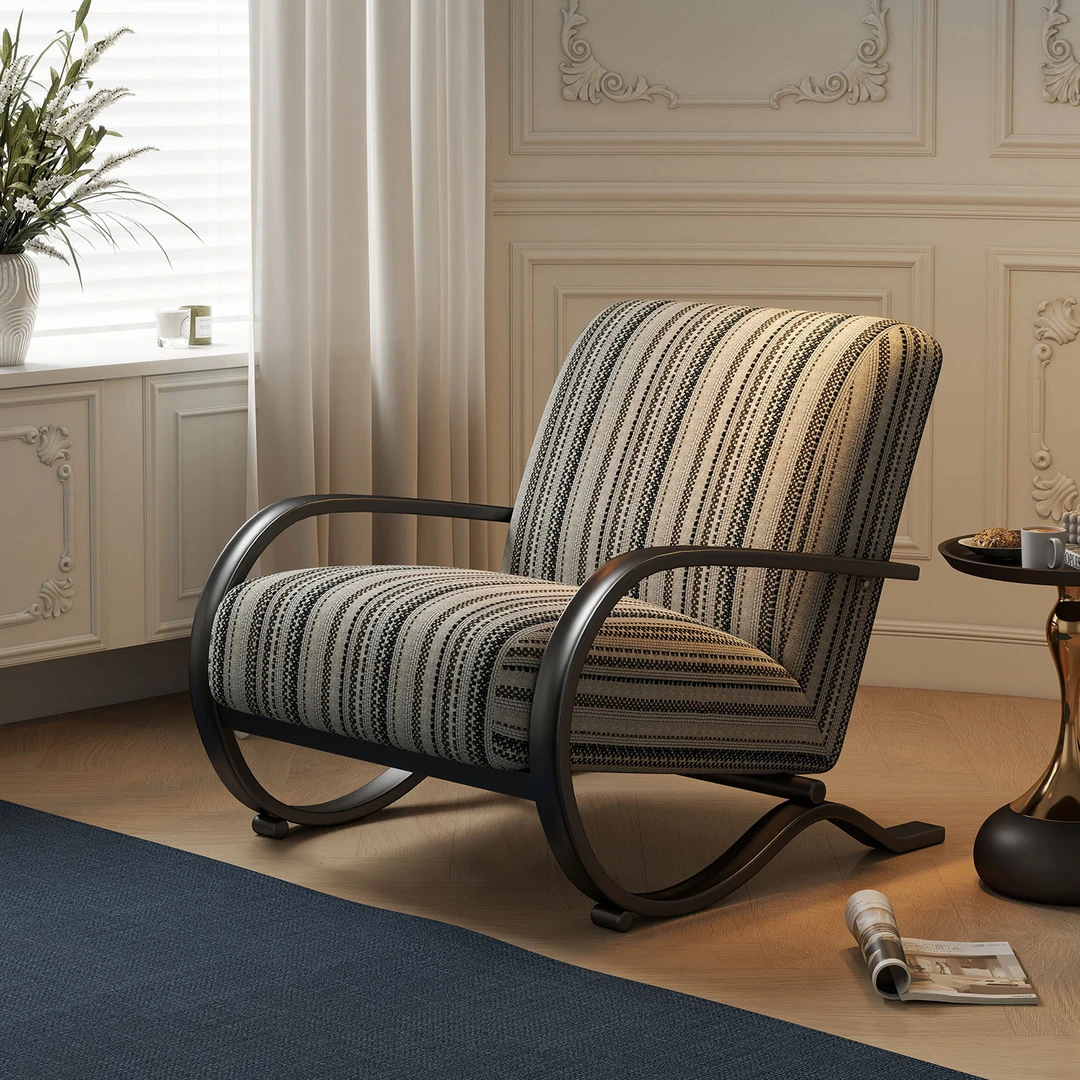 复古单人沙发椅伯克休闲椅落地客厅卧室家用设计师单椅极简小沙发