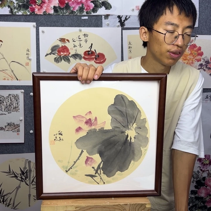 国画纯手绘和和美美【41*41】送框