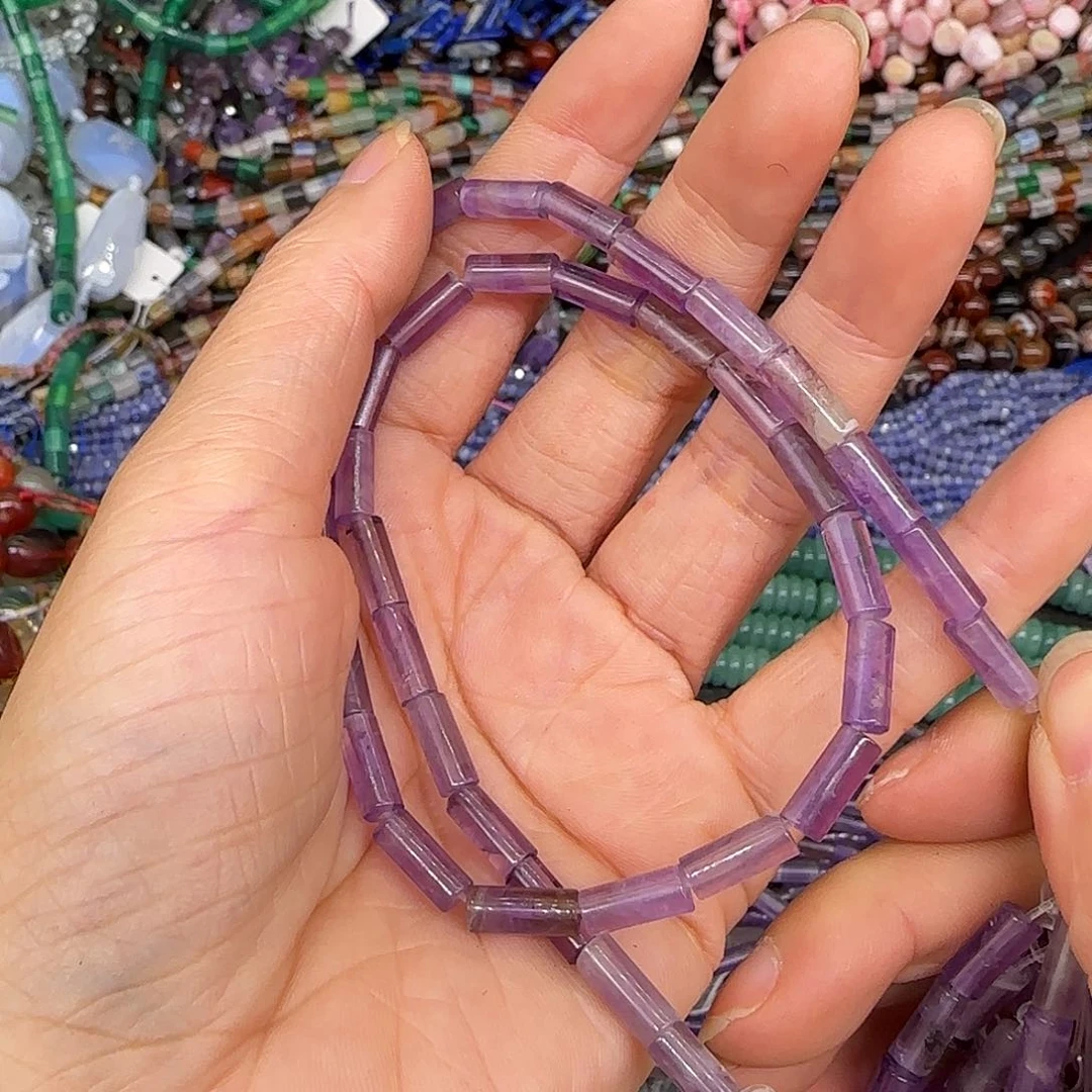 玛瑙/玉髓合金珠宝半成品紫水晶管珠4mm一条