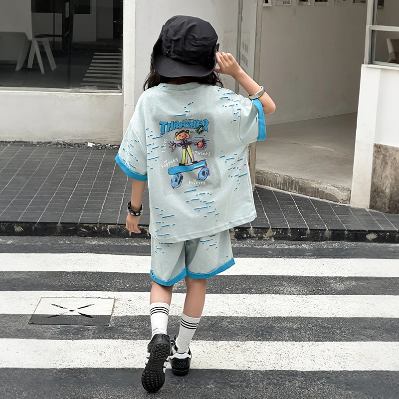 简约潮牌店铺儿童服装2025年款衣服女童装夏装套装6-12岁高级感15