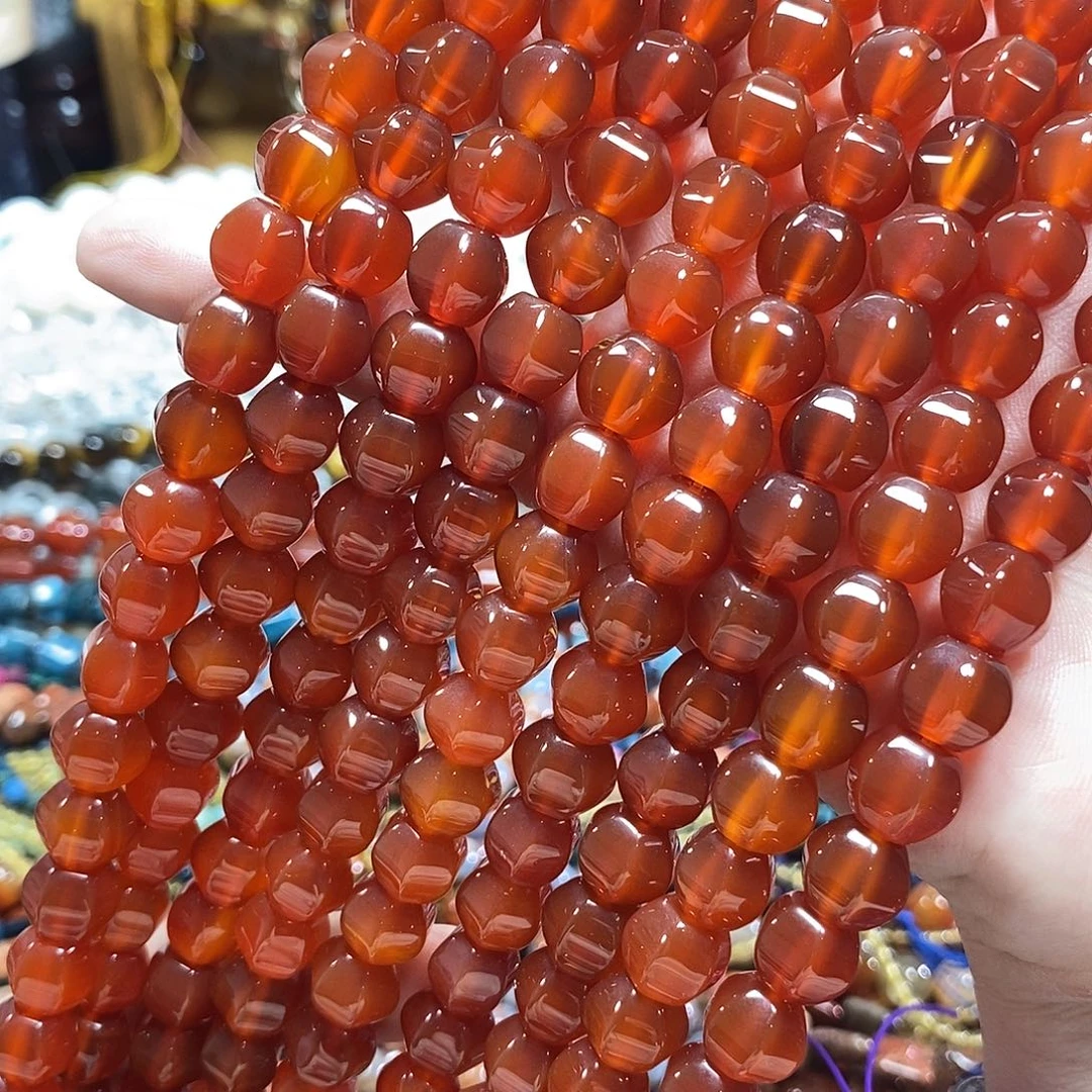 玛瑙/玉髓未镶嵌珠宝半成品A级红玛瑙瓜珠一条卡10m