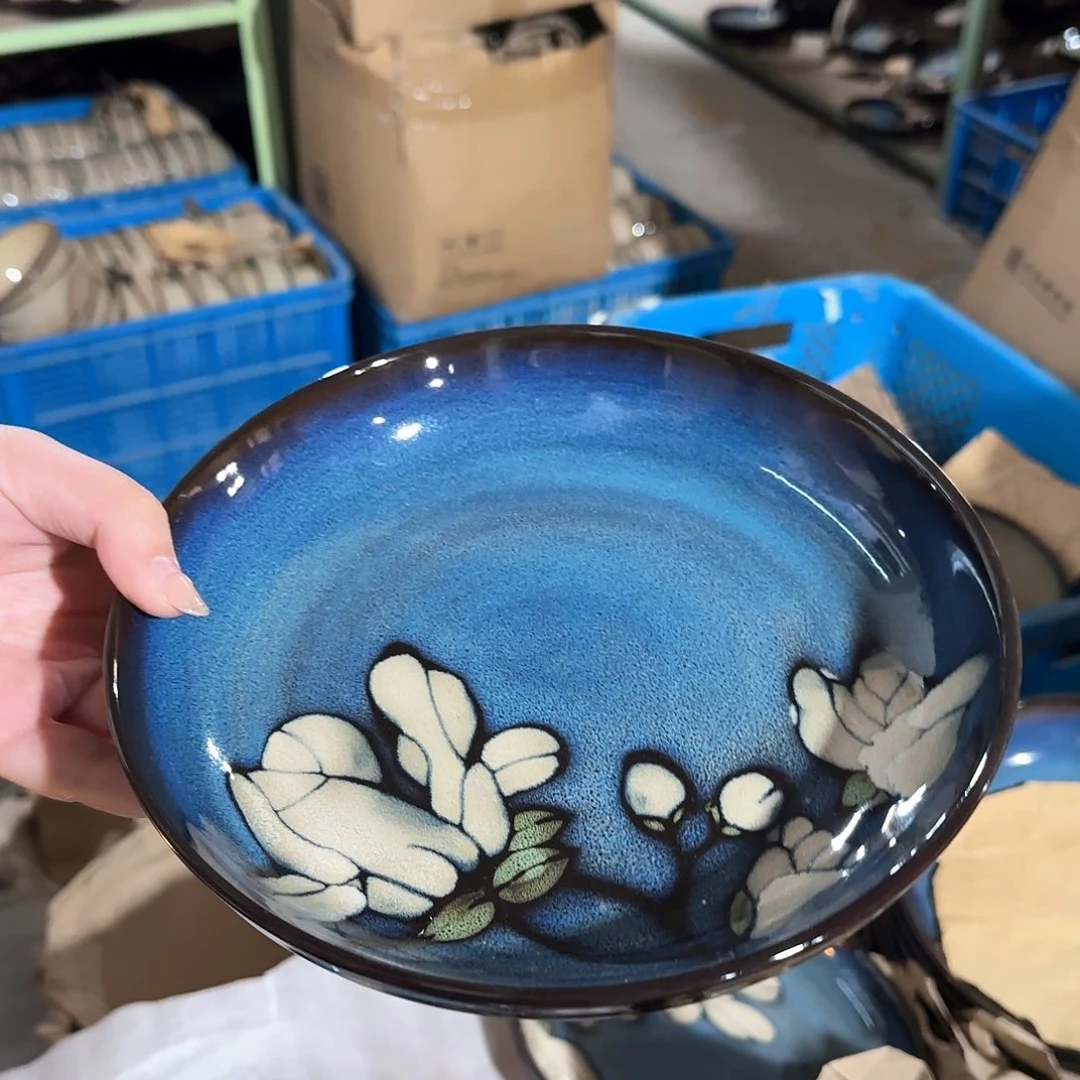 瓷小***麻馨兰8.5寸深盘2只