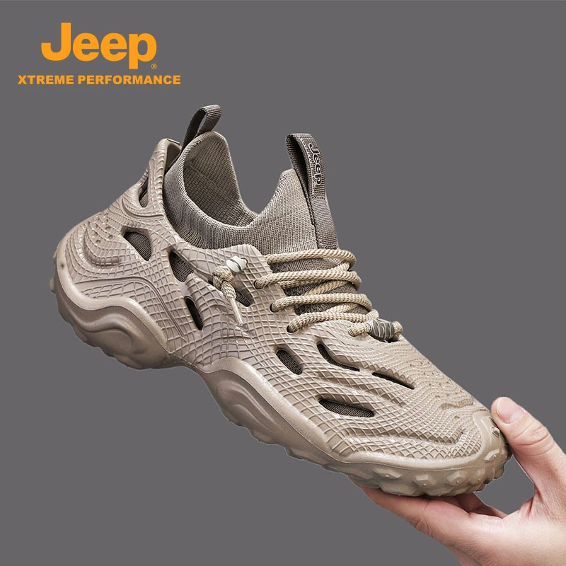 jeep吉普男鞋2025新款冬季透气休闲运动可拆卸鞋套户外登山老爹鞋