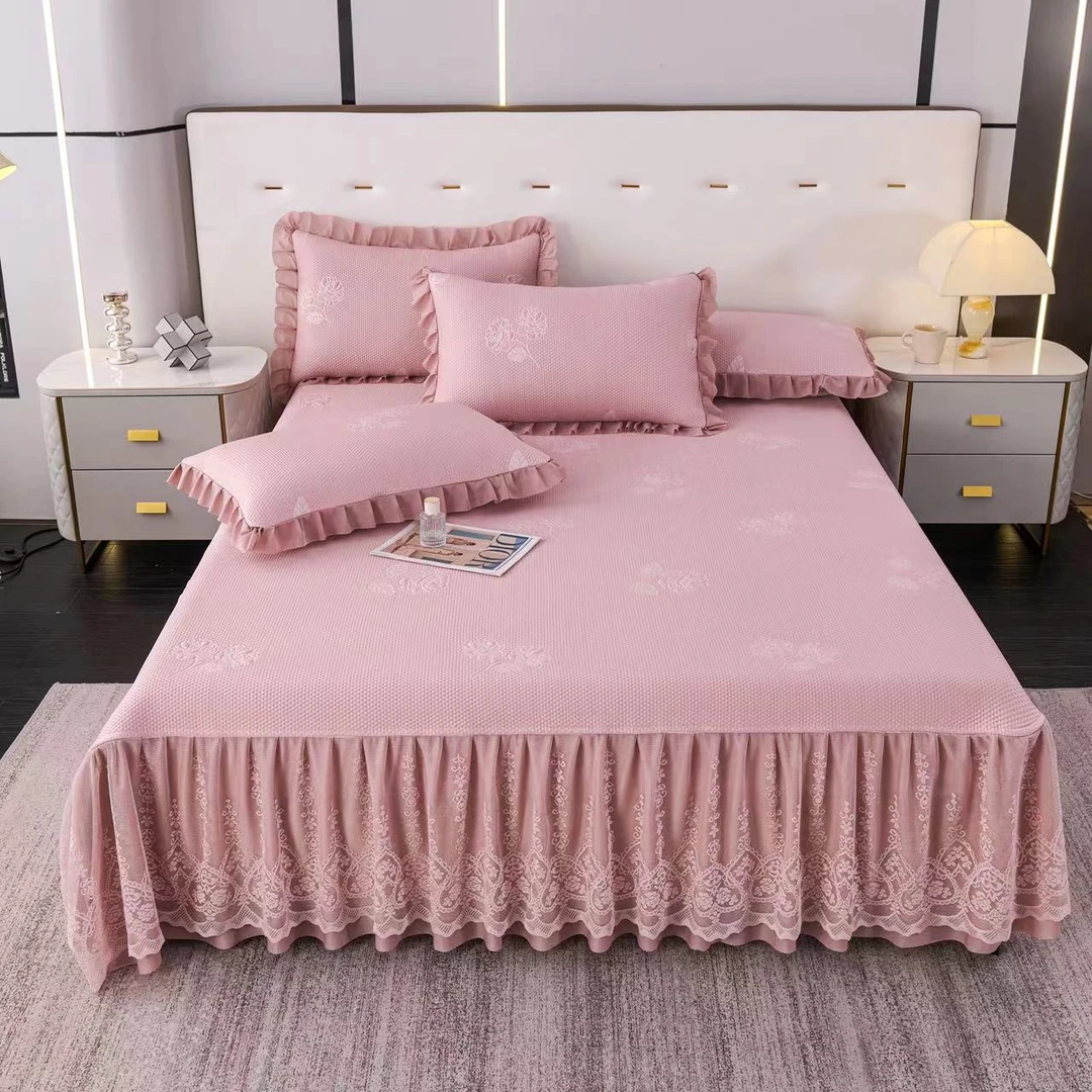 【栀子花】蕾丝款  黑科技自带凉感  高克重加厚软凉席三件套