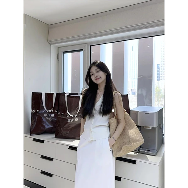 法式气质高级感无袖针织开衫女夏季通勤内搭西装马甲吊带上衣套装