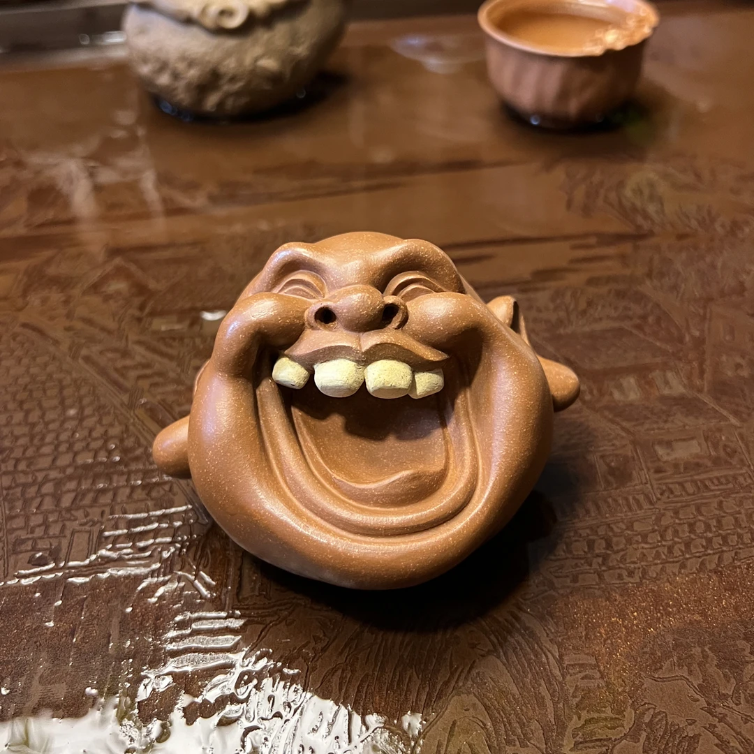 砂宴子夜原创 笑口常开 原矿紫砂全手工制作 人物茶宠摆件