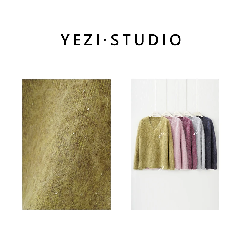 【怦然心动】重磅阿尔卑斯山羊原绒拉绒重工花纱珠片羊绒衫25419010