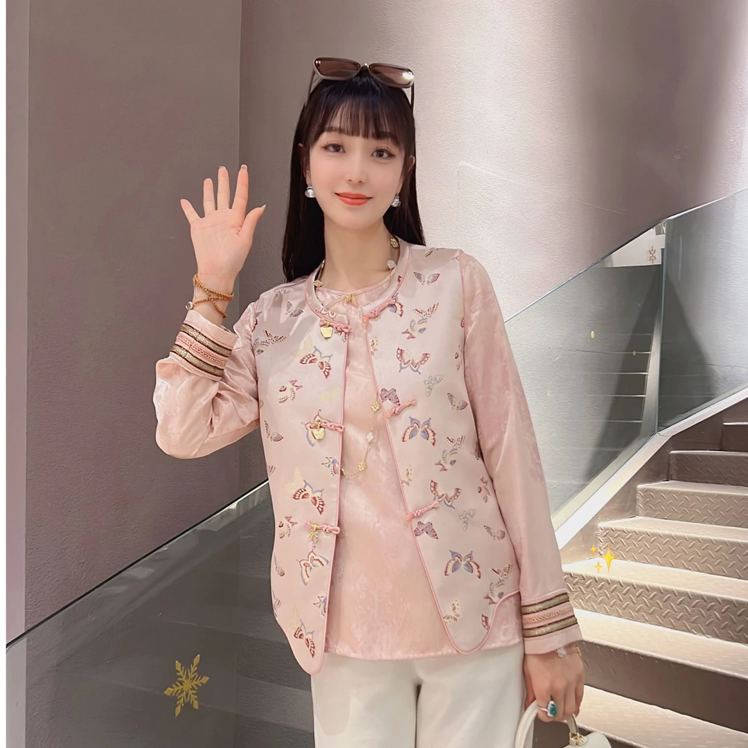 《ELFBOX》《粉蝶》春季时尚日常气质新中式中国风马甲复古1084