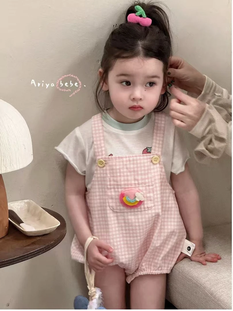 阿瑞雅粉色背带裤套装