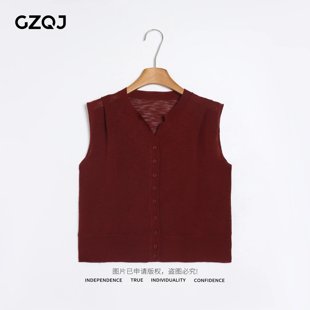 老琴私服【红韵针织】欧若风设计时尚圆领无袖针织马甲背心女60179