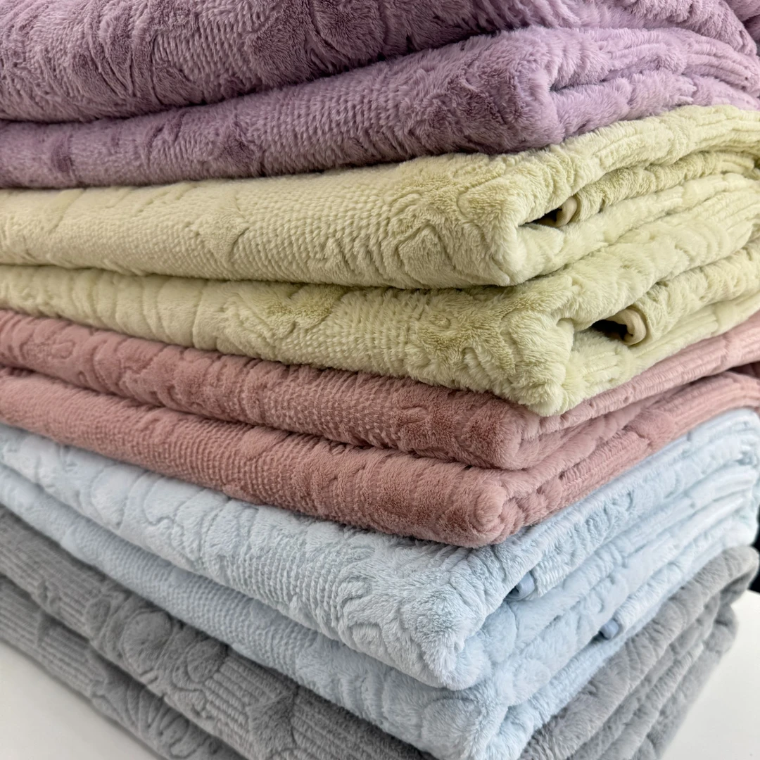 出口韩国双面用保暖绒床盖 纯色绗缝四季通用