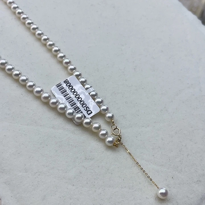 淡水珍珠颈饰18K金镶嵌卡5➕高品极光白炫天女粉