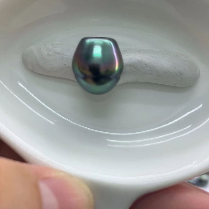 海水珍珠裸珠12孔雀绿炫彩 安安