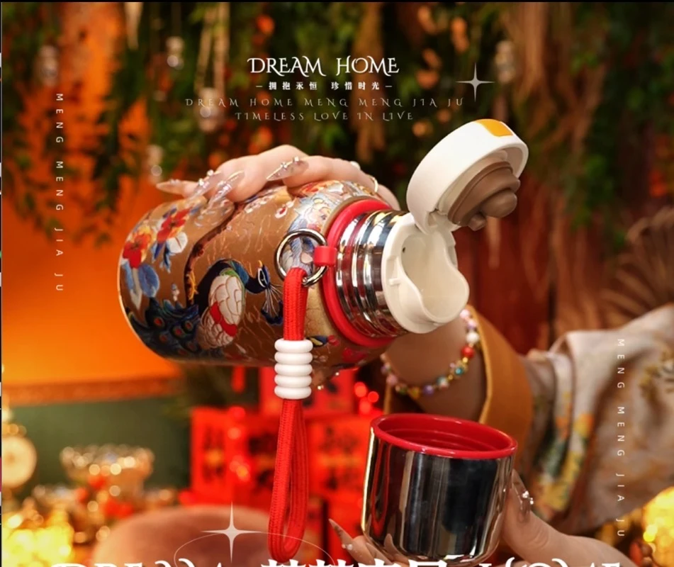 【娘家人宠粉】保温杯复古国风金孔雀水杯便携不锈钢内胆