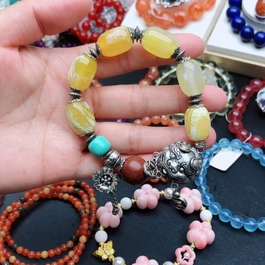 银S925镶嵌手链烟晶