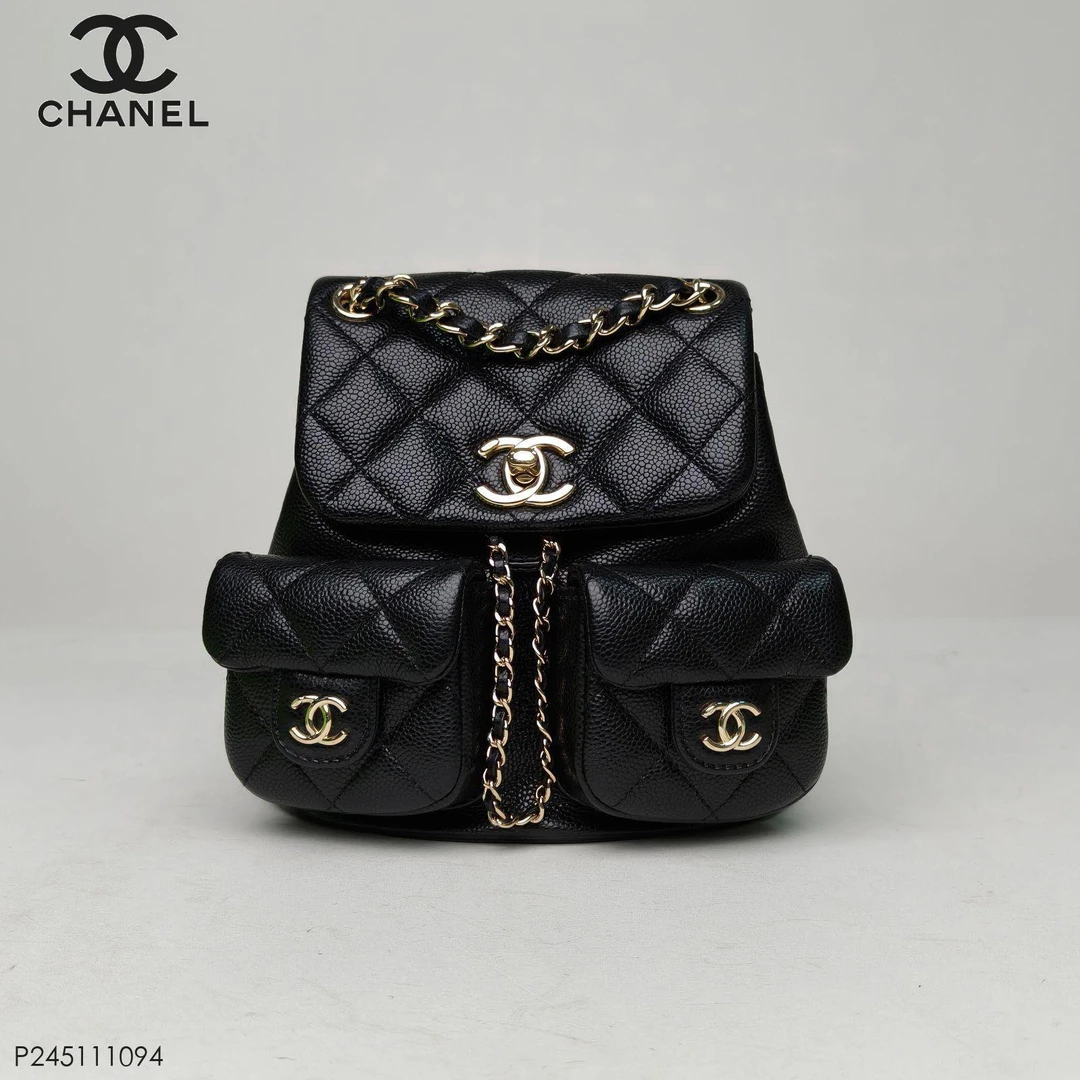 99新 Chanel/香奈儿 【双双】25P Duma 抽绳口盖双肩包 小号 18