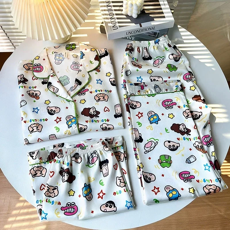 【蜡笔小新-三件套】春夏季新款潮牌可外穿居家服套装