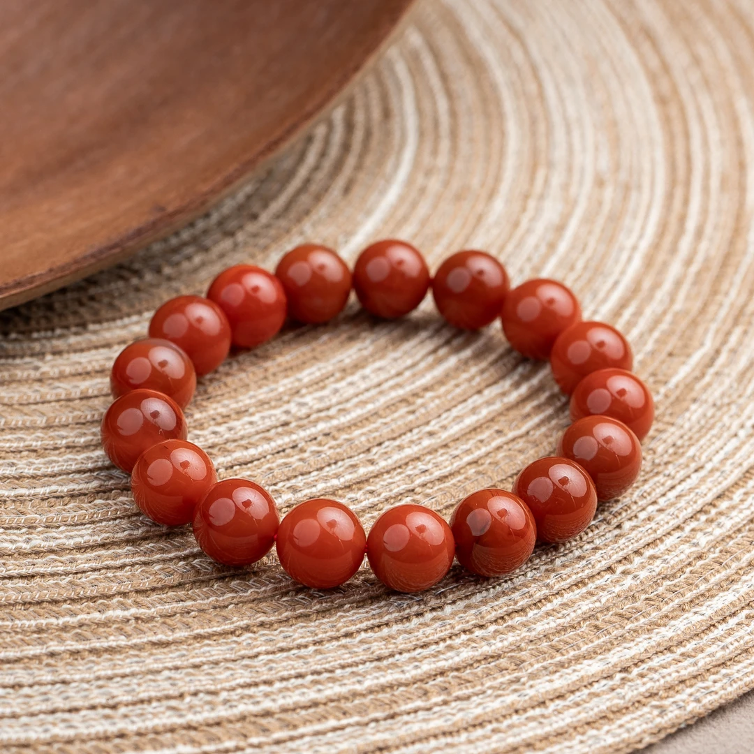 南红12mm单圈手串微火焰纹百搭显白叠戴轻奢文玩珠宝